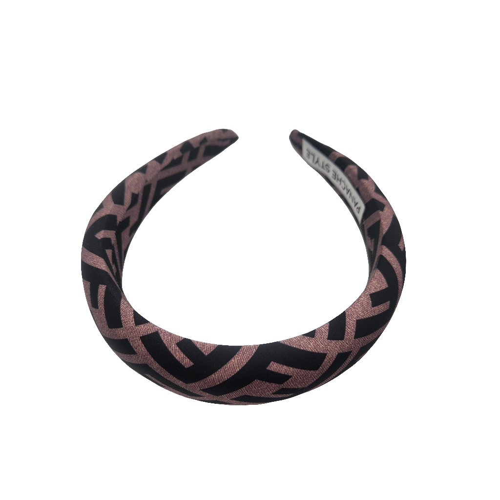 Silk padded headband dark brown & black