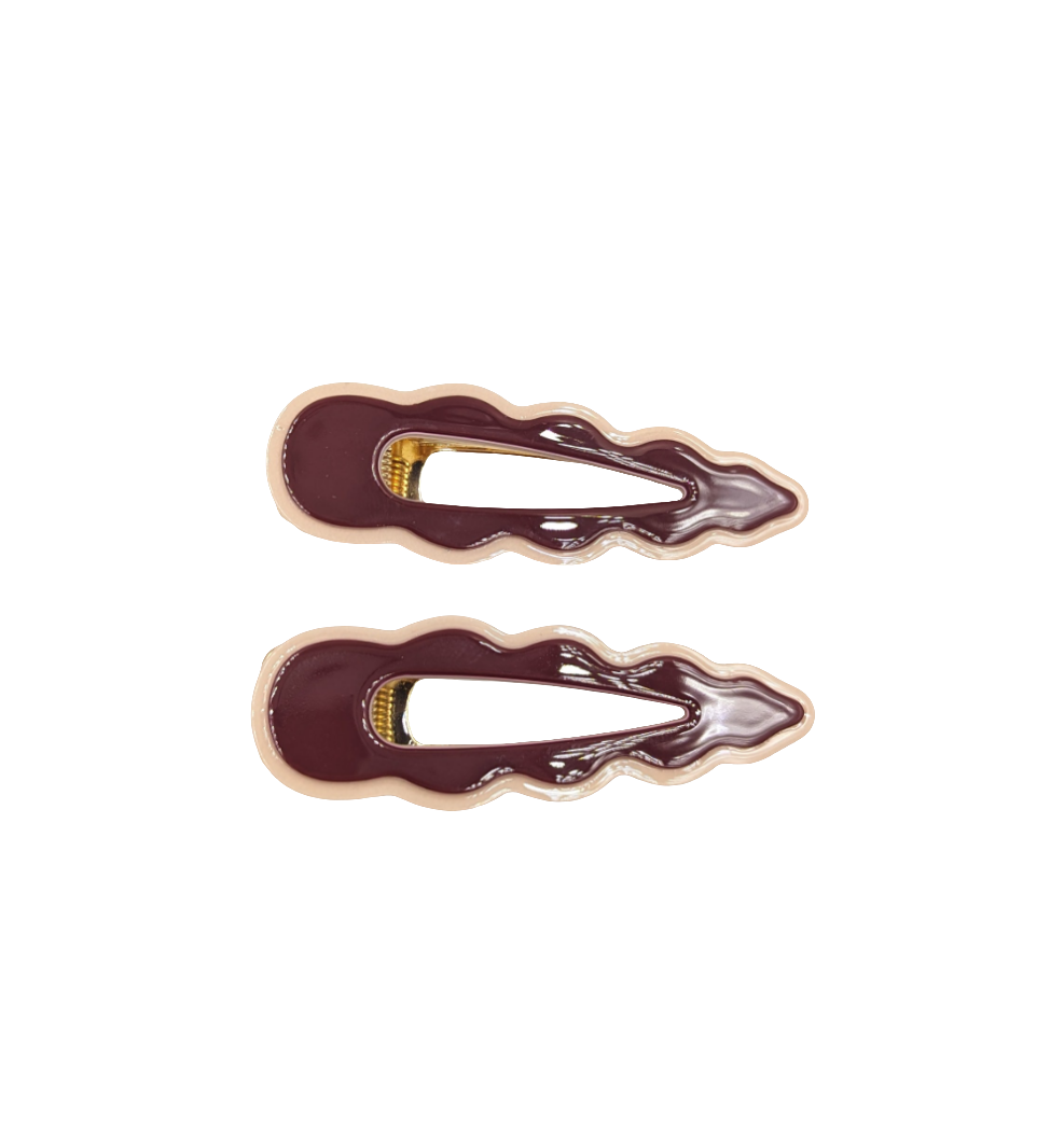 Cassia Clips Burgundy and Beige