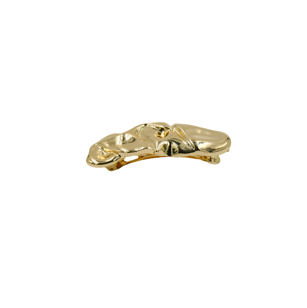 Gold hammered metal barette clip