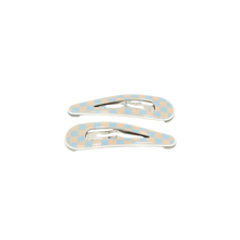 Load image into Gallery viewer, Georgina Snap Clips - Beige and Blue Check

