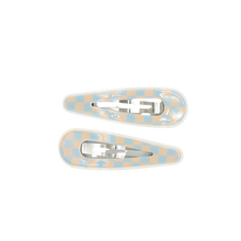 Load image into Gallery viewer, Georgina Snap Clips - Beige and Blue Check
