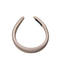 Load image into Gallery viewer, beige satin padded headband on a white background
