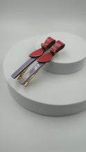 Load and play video in Gallery viewer, Cassandra Two Tone Lilac and Red Bow Clips
