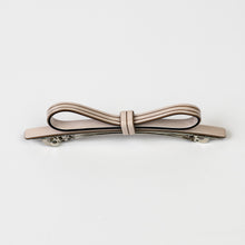 Load image into Gallery viewer, Lisa Bow Barrette Beige with Brown stripe
