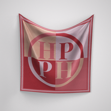 Load image into Gallery viewer, PH Classic Border Scarf in Coral, Peach, Pink &amp; Red
