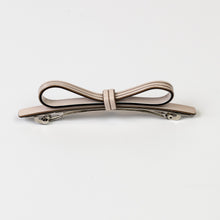 Load image into Gallery viewer, Lisa Bow Barrette Beige with Brown stripe
