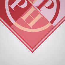 Load image into Gallery viewer, PH Classic Border Scarf in Coral, Peach, Pink &amp; Red
