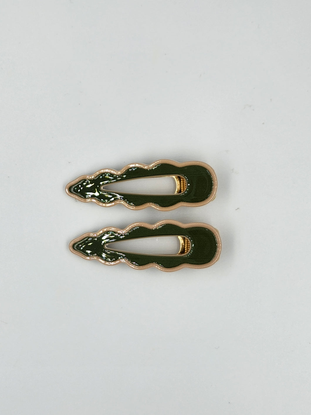 Cassia Clips Forest Green and Beige