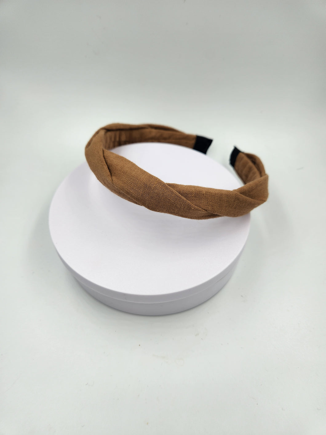 Thin Linen Twist Headband Biscuit brown