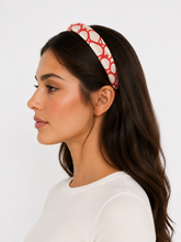 Load image into Gallery viewer, Silk Headband in Red &amp; Cream, 2.5 cm, No Padding
