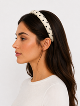 Load image into Gallery viewer, Cream &amp; Black Polka Dot Headband
