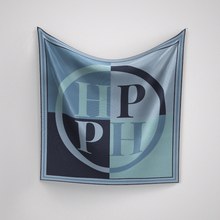 Load image into Gallery viewer, PH Classic Border Scarf in Navy, Blue &amp; Aqua
