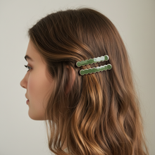 Load image into Gallery viewer, Laura Slide Clips Dark Green and Beige
