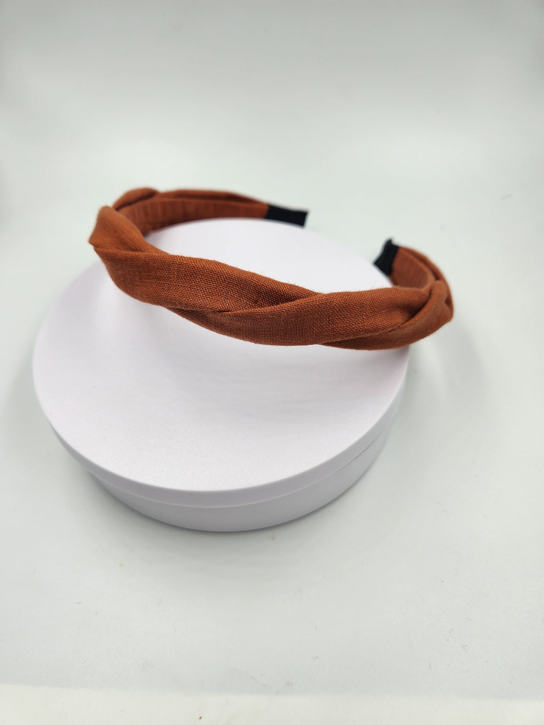 Thin Linen Twist Headband Biscuit brown