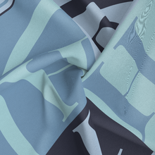 Load image into Gallery viewer, PH Classic Border Scarf in Navy, Blue &amp; Aqua
