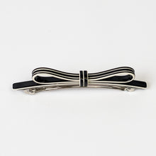 Load image into Gallery viewer, Lisa Bow Barrette black with white stripe
