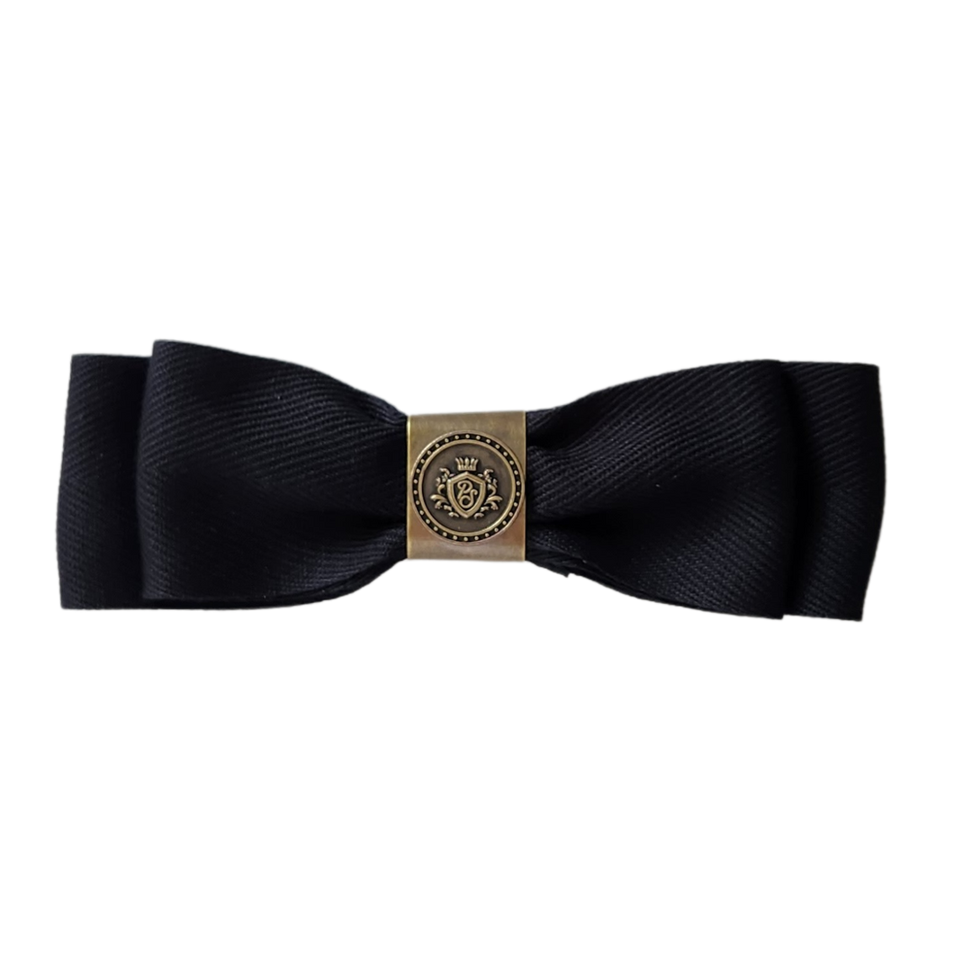 Ella Herringbone Bow Black