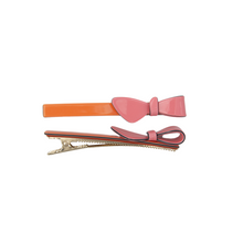 Load image into Gallery viewer, Cassandra Two Tone Orange and Pink Bow Clips
