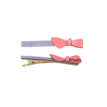 Load image into Gallery viewer, Cassandra Two Tone lilac and Pink Bow Clips
