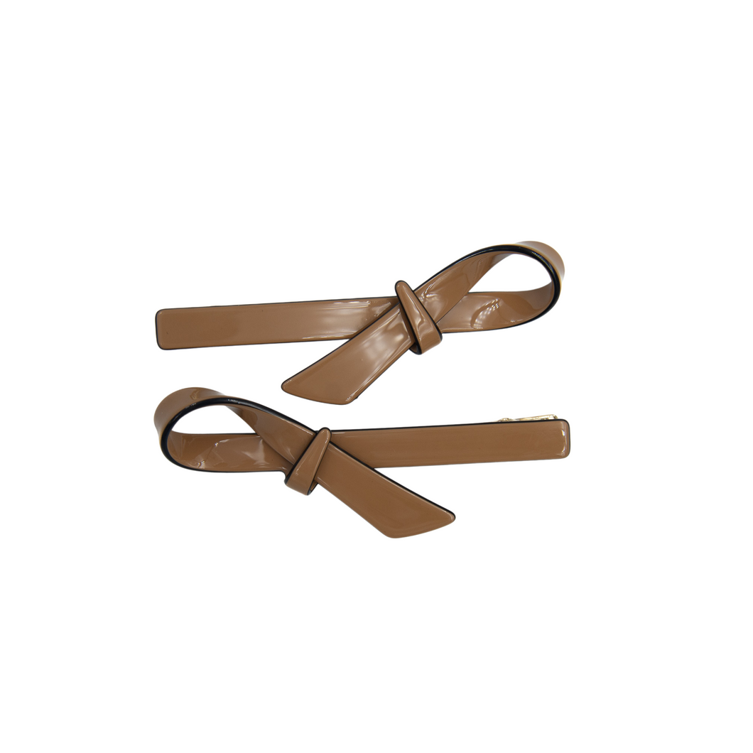 Summer Bow Clips Tan