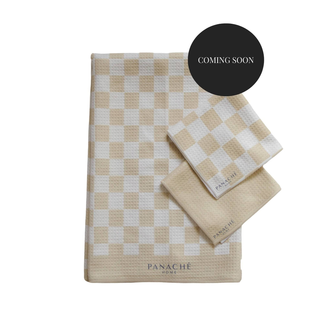 PREORDER - Classic Checker Tea Towel And Dishcloth Set