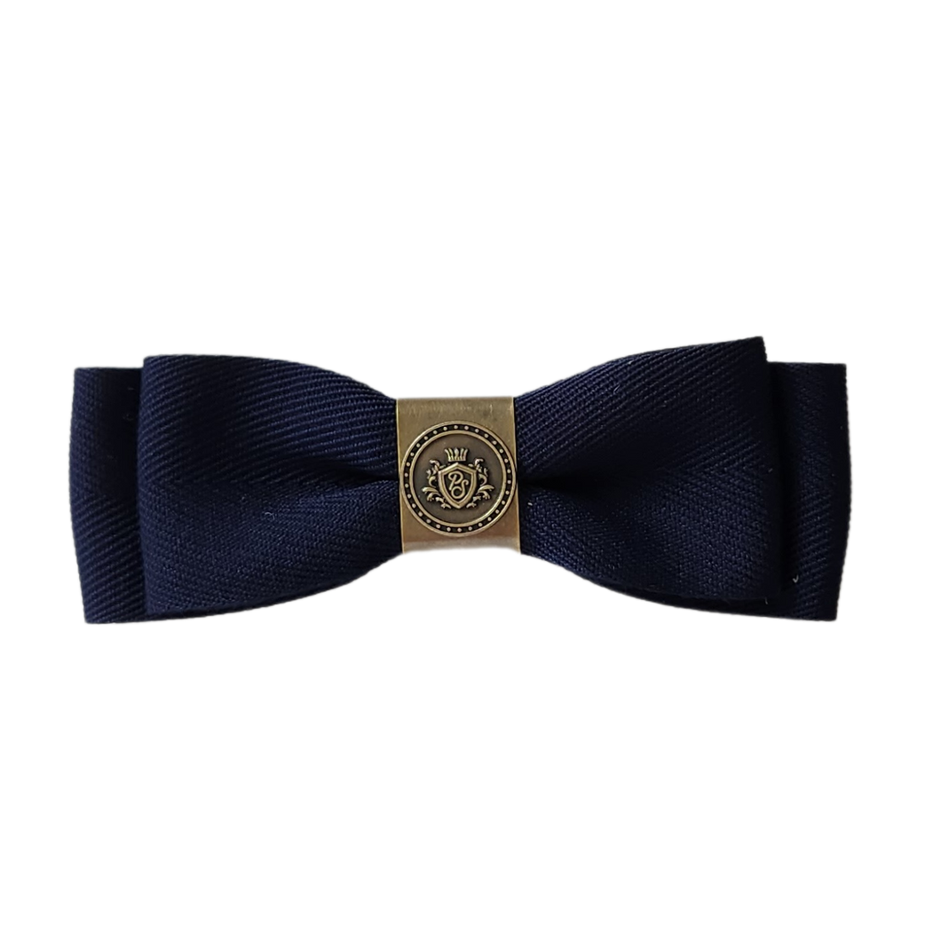 Ella Herringbone Bow Navy