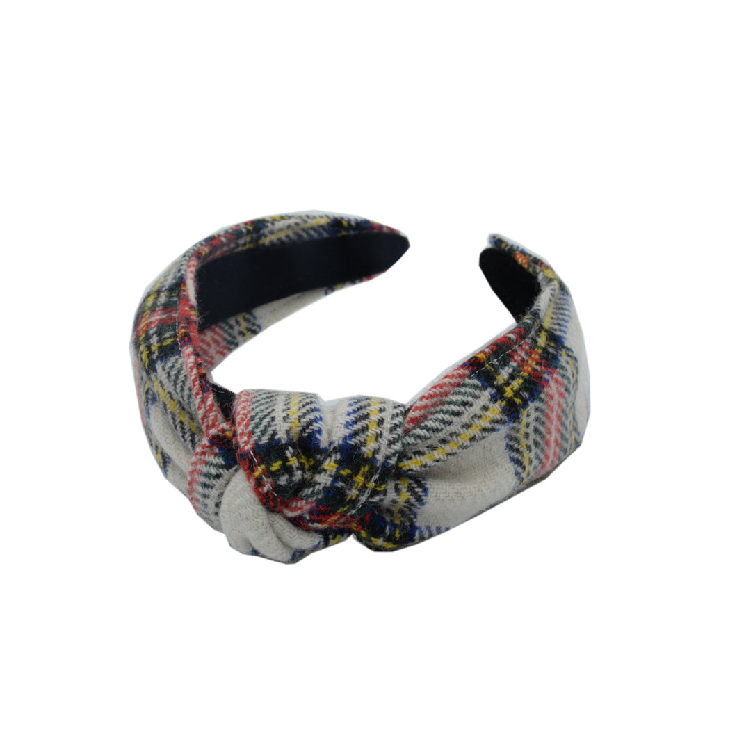 Winter Woollen Knot Headband - Tartan