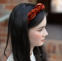 Load image into Gallery viewer, Burnt Orange Plaited velvet headband
