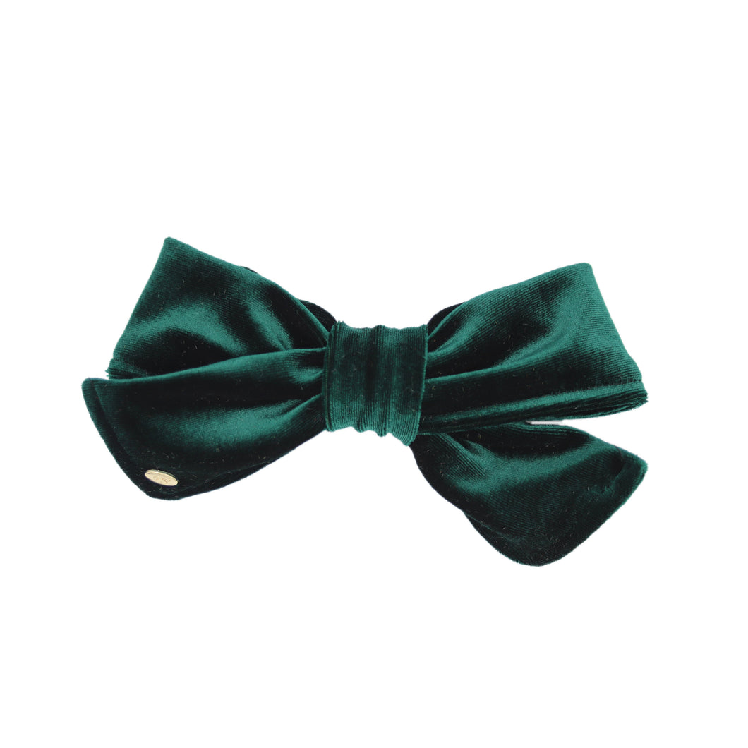 Velvet Mia Bow - Hunter Green