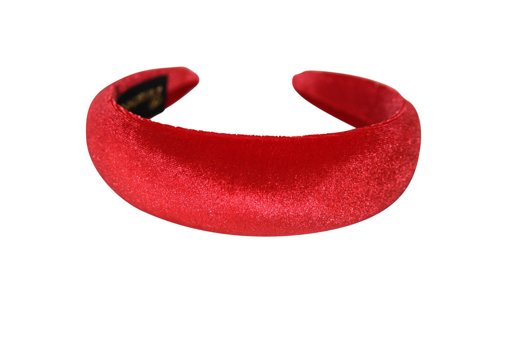 Velvet Padded Headband Red