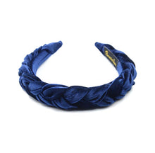 Load image into Gallery viewer, Navy Plaited velvet headband
