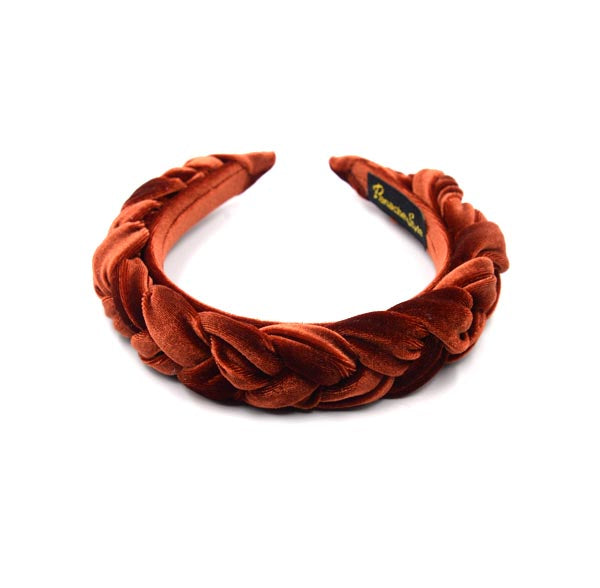 Burnt Orange Plaited velvet headband