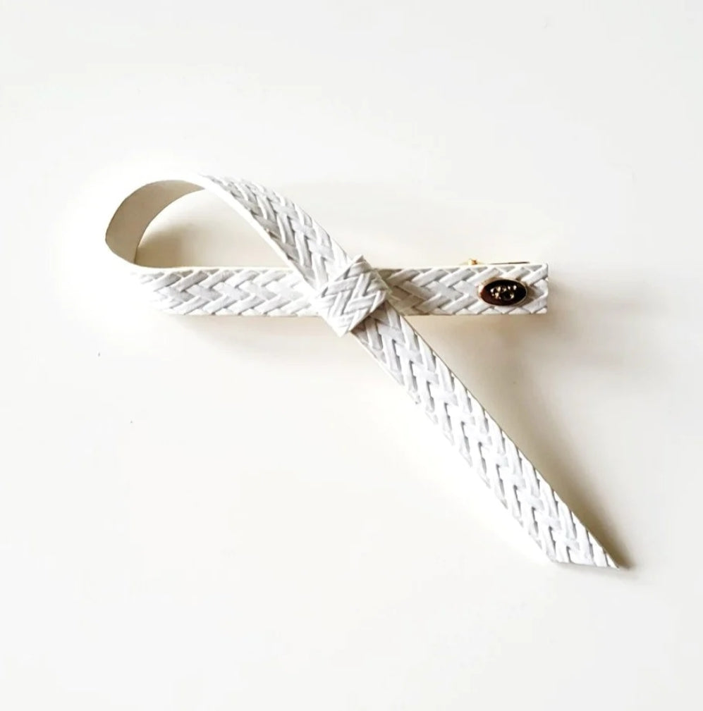 Ava Braided Single Loop Bow White